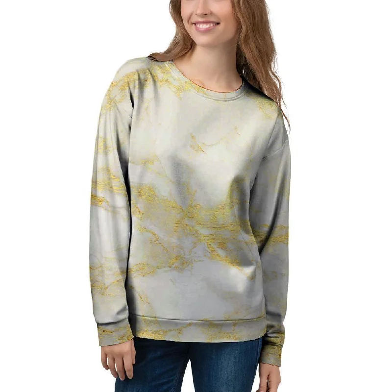 Gold Marble Women's Sweatshirt Hoodie with Velcro Closure Adjustable Secure