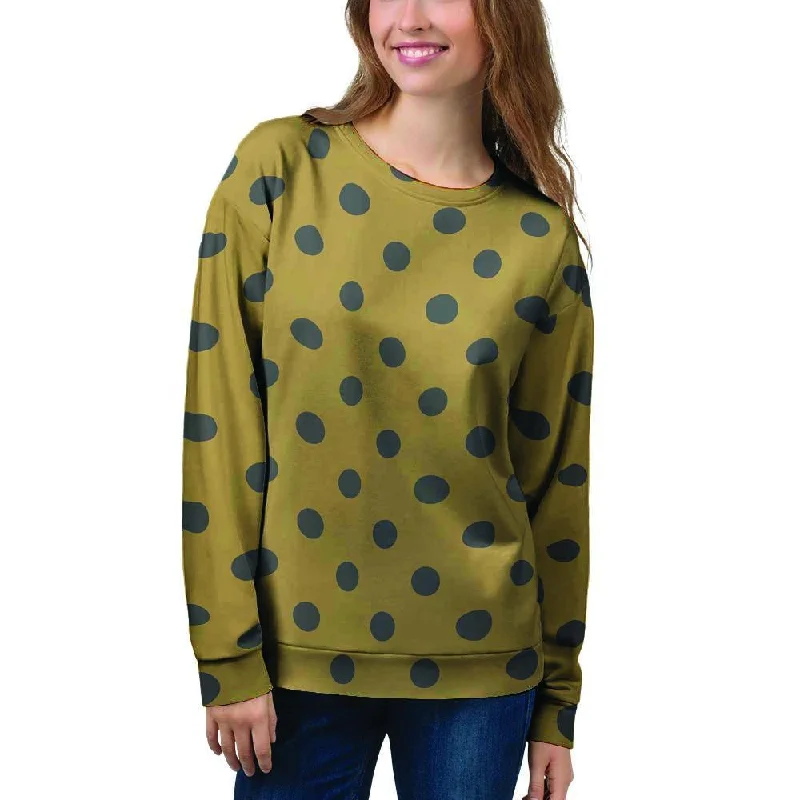 Gold Polka Dot Women's Sweatshirt Hoodie with Full-Zip Functional Layering