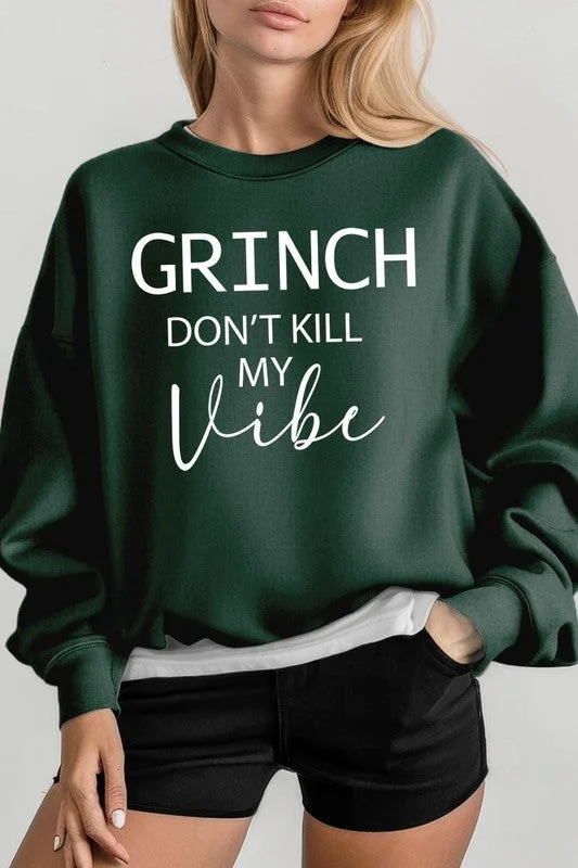 Grinch Don't Kill My Vibe Graphic Sweatshirts Hoodie with Belted Waist Structured Tailored