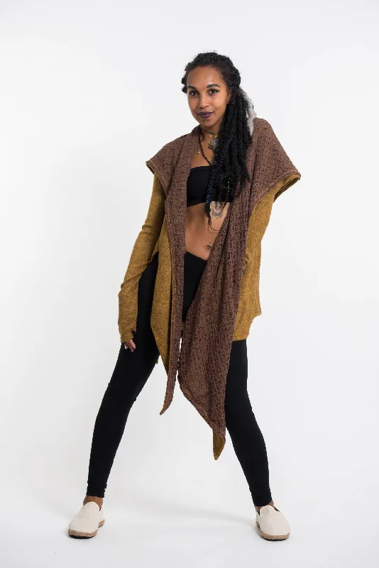 Hoodie Shawl Cardigan in Mustard Hoodie with Oversized Fit Loose Comfortable