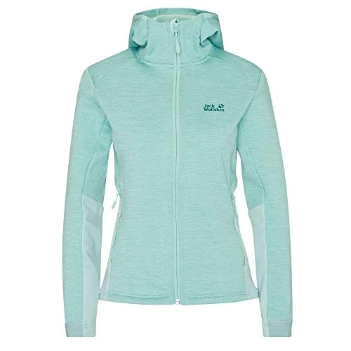 Jack Wolfskin Damen Morning Sky Jacket Women Sweatshirt Frau, Green Haze, XL Hoodie with Applique Textured Unique