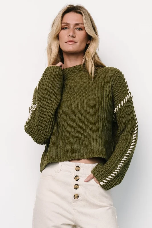 Madden Knit Sweater | Olive Spandex Rayon Corduroy