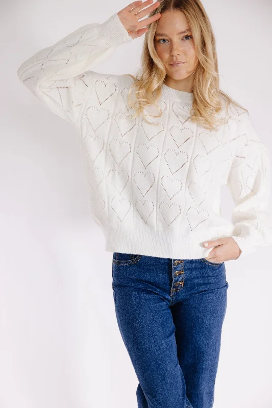 Marietta Sweater in Cream Chenille Blend Fleece Blend Nylon Blend