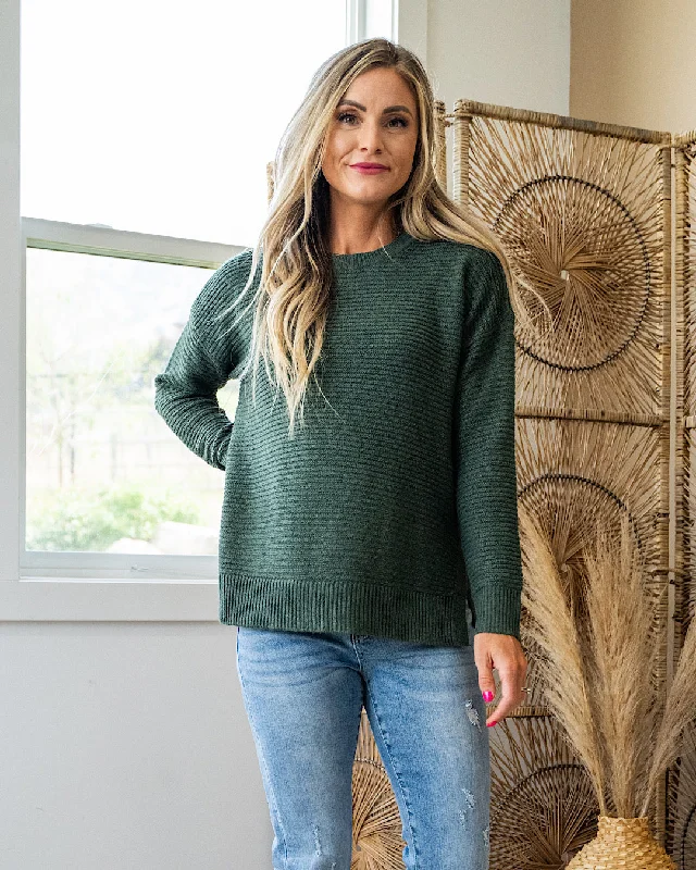 Leslie Side Slit Sweater - Kale Bright Pastel Dark