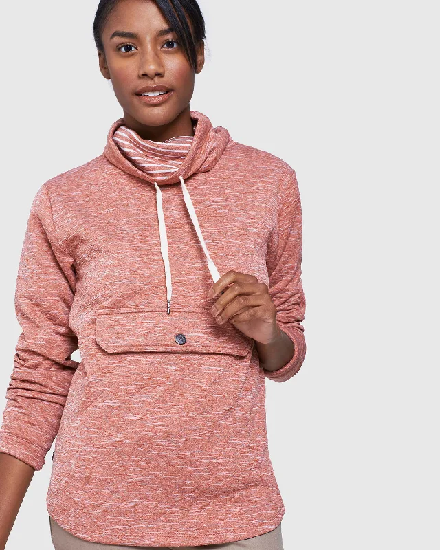 Quilted Mockneck Sweatshirt Hoodie with Belted Waist Structured Tailored