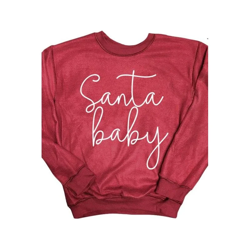 Santa Baby Inverted Sweatshirt Hoodie with Ribbed Hem Stretchable Secure