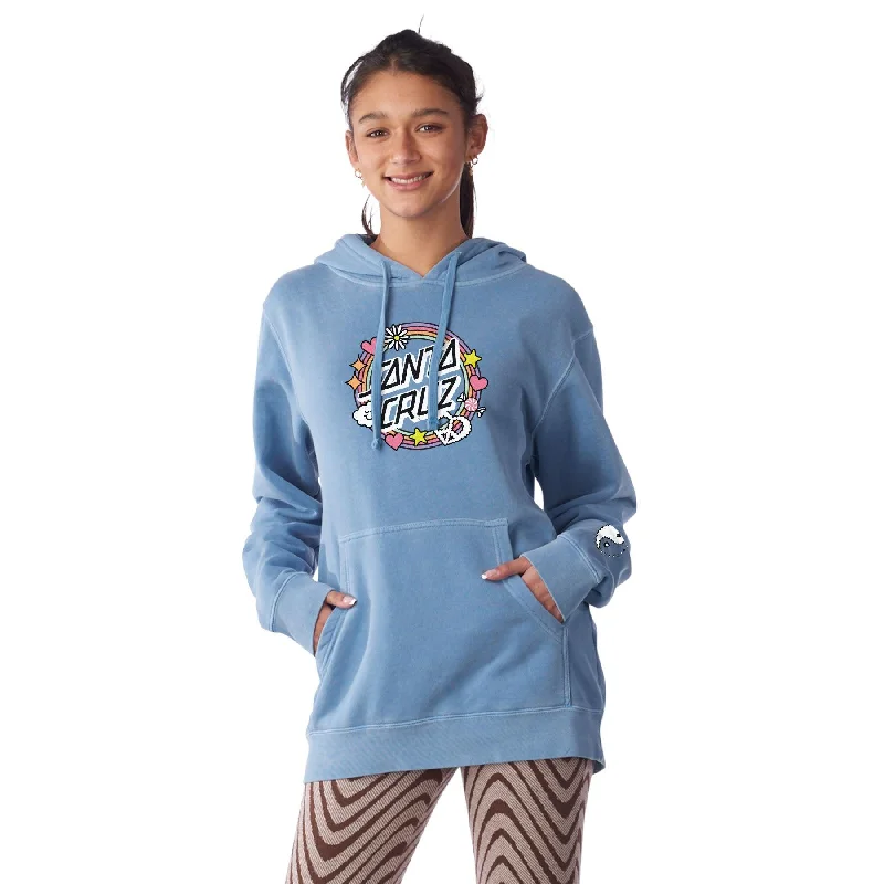 SANTA CRUZ Women's Whimsical Dot Boyfriend Hoodie Pigment Slate Blue Hoodie with Slit Hem Functional Movement