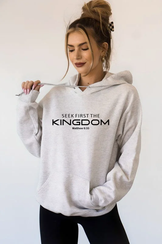 Seek First The Kingdom Graphic Hoodie Hoodie with Hem Lace Feminine Delicate