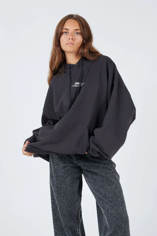 Siri Hoodie - Off Black World Hoodie with V-Neck Classic Versatile