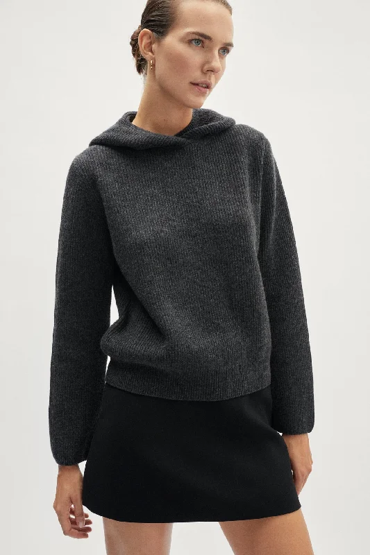 The Woolen Ribbed Hoodie Hoodie with Cuffed Sleeves Snug Secure