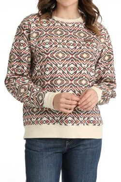 Women's Cinch Printed Sweatshirt - Multi Hoodie with Emblem Brand Identity