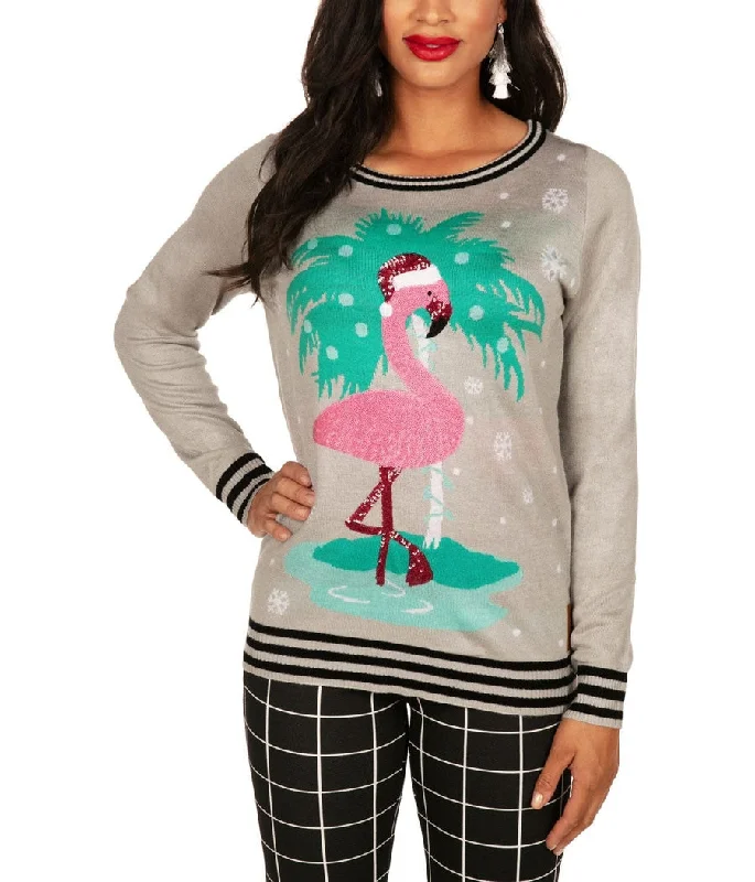 Women's Sequin Flamingo Ugly Christmas Sweater Stylish Fashionable Trendy