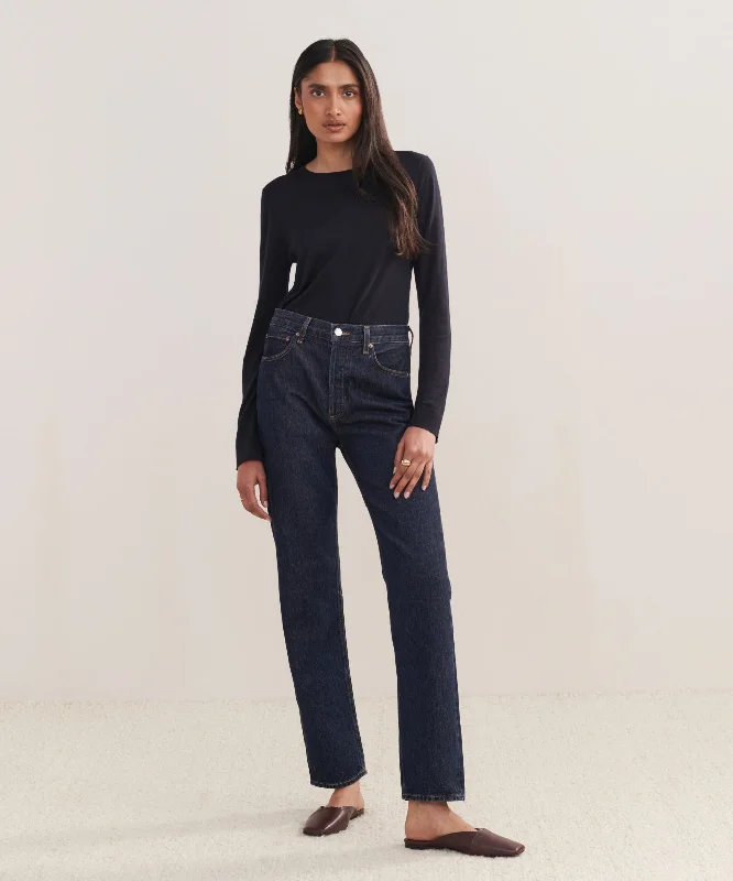 90's Pinch Waist Long Jean Trendy Vintage Denim Jeans