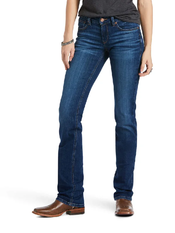 Ariat 10039608 Womens REAL Mid Rise Candace Straight Jean Portland Casual Bootcut Ripped Jeans