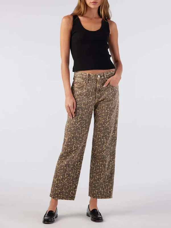 Billie Jean - Leopard Fashionable Frayed Hem Denim