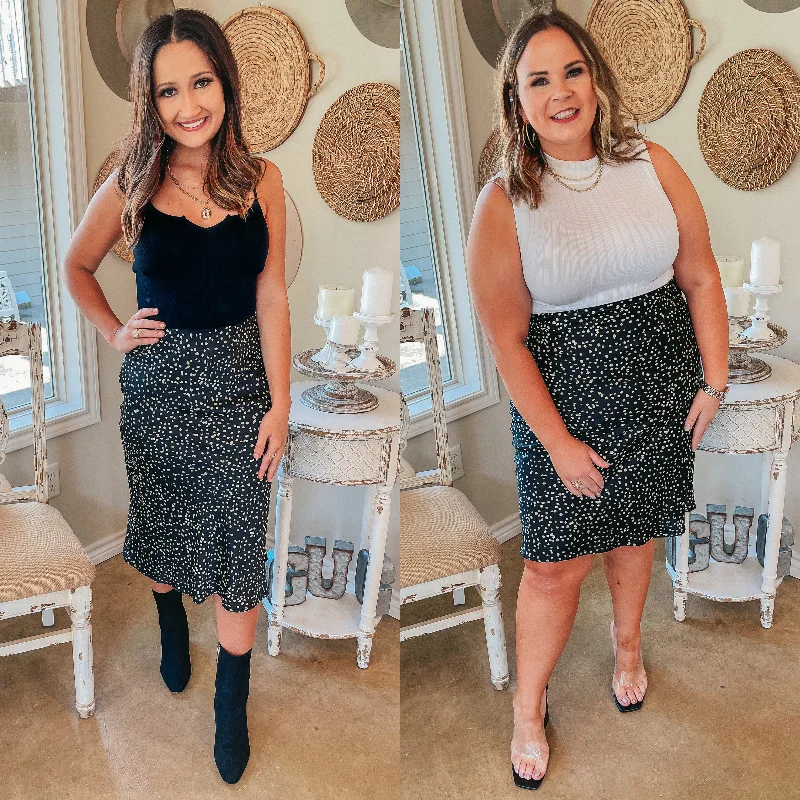 You'll See Her Dotted Midi Skirt in Black velvet skirt plush