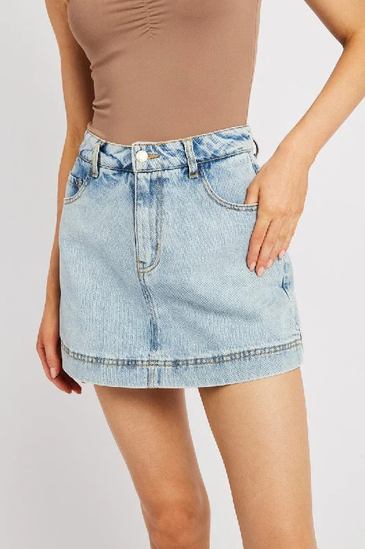 Denim Skort Skirt High Rise linen skirt natural