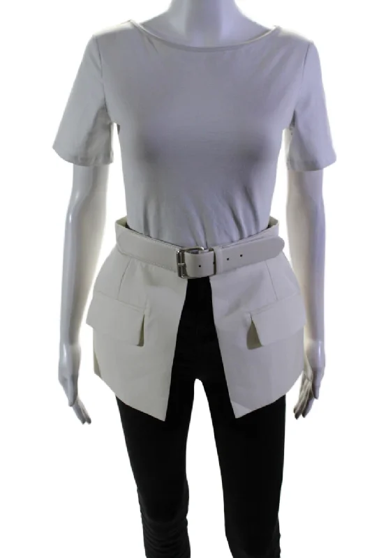 Dice Kayek Womens Cotton Lined Buckle Closure Belt Skirt Ivory White corduroy skirt cozy