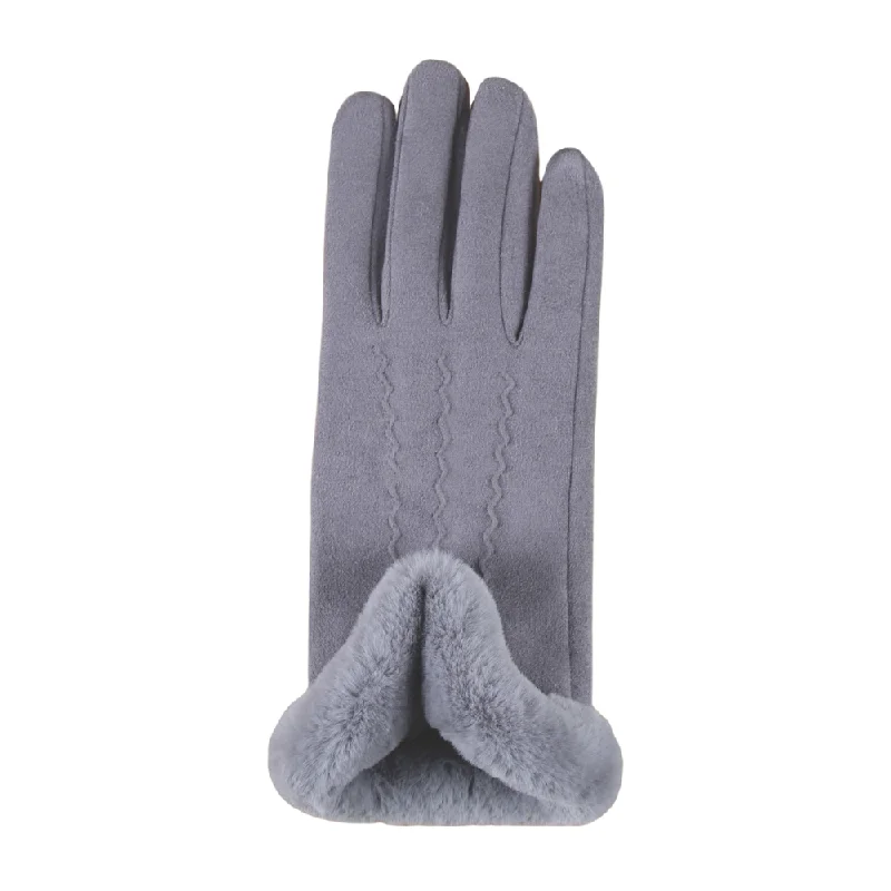 Jeanne Simmons Accessories Faux Suede With Cuff Grey Gloves (Women's) Fashionable Cropped Denim Jeans