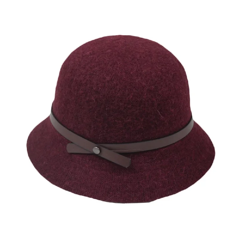 Jeanne Simmons Accessories Wool Burgundy Cloche Hat (Women's) Stylish Slim Fit Denim