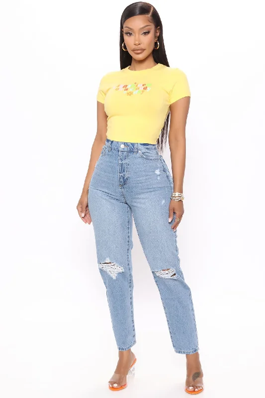 High Tide Ankle Mom Jeans - Medium Elegant High-Waisted Flared Jeans