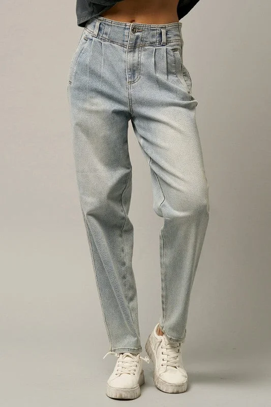 High Waisted Balloon Jeans Trendy Wide-Leg High-Waist Denim