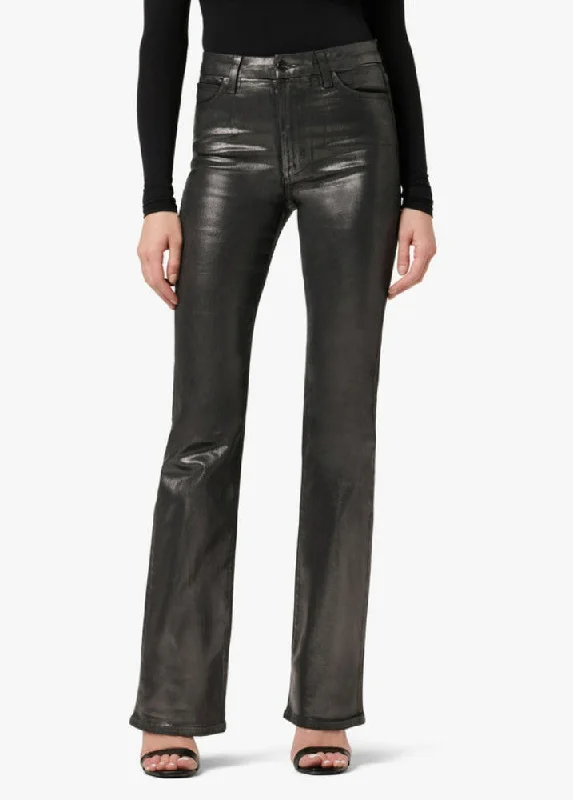 JOE'S JEANS The Hi Honey Curvy Bootcut Coated in Gunmetal Comfortable Mid-Rise Jeans