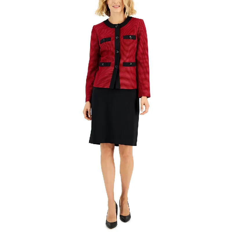 Plus Womens 2PC Houndstooth Skirt Suit cashmere skirt soft