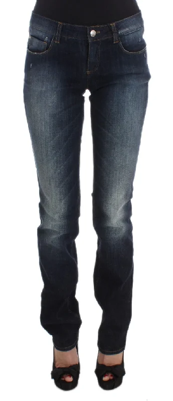 Sleek Slim Fit Blue Designer Jeans Comfortable Low-Rise Jeans