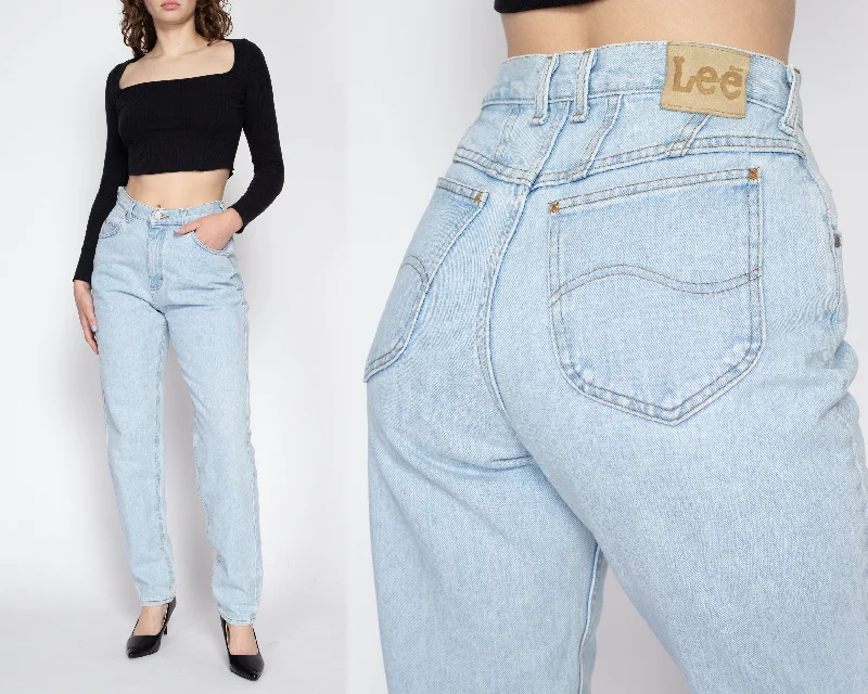 Small 90s Lee High Waisted Light Wash Jeans 27" Comfortable Drawstring Waist Jeans