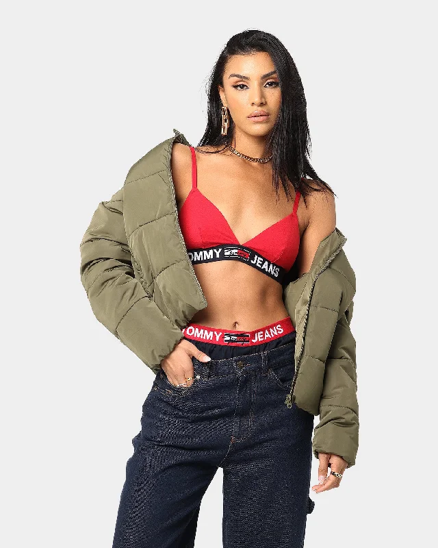 Tommy Jeans Women's Triangle Bralette Unlined Primary Red Stylish High-Waist Skinny Denim