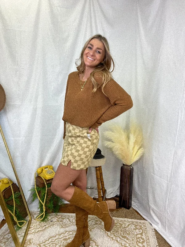 Vibe Check Taupe Skirt spandex blend skirt