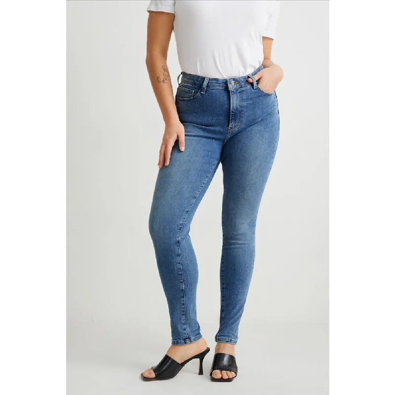 CA Curvy Blue Skinny Jeans Chic Cropped Jeans