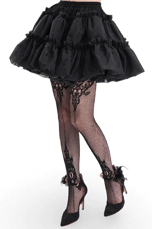 Black Layered Gothic Lolita Tulle Skirt for Women lace skirt intricate