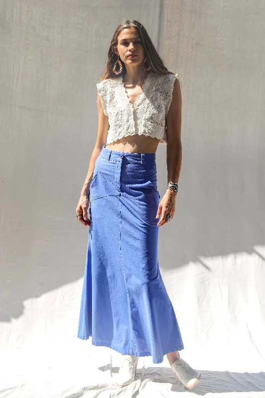 Bluegrass Maxi Skirt | French Blue chiffon skirt flowing