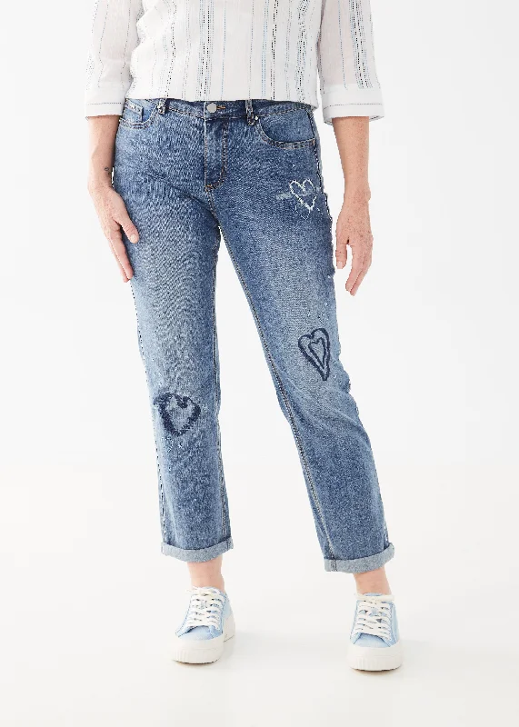 Girlfriend Ankle Jeans Fashionable Vintage Wash Jeans