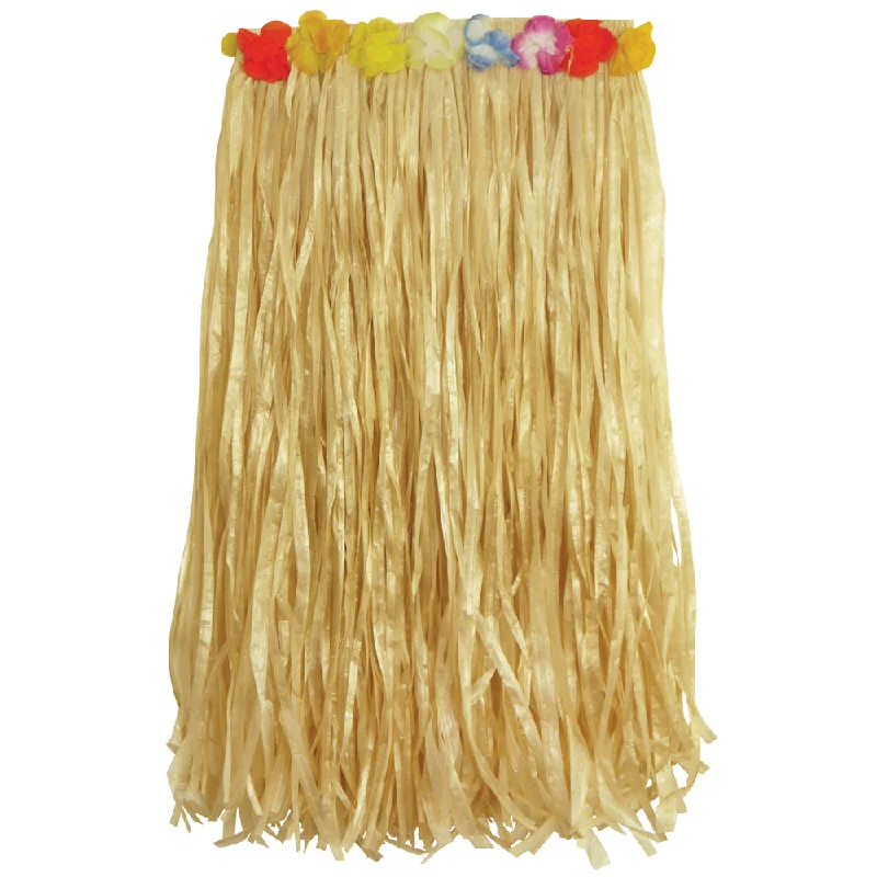 Hula Grass Skirt with Flower Waistband - Synthetic Grass - Adult Size - 60cm Long corduroy skirt durable