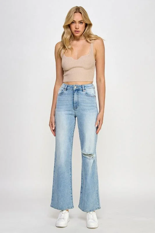 Insane Gene High Rise Relaxed Wide Leg Jeans Casual Loose Fit Jeans