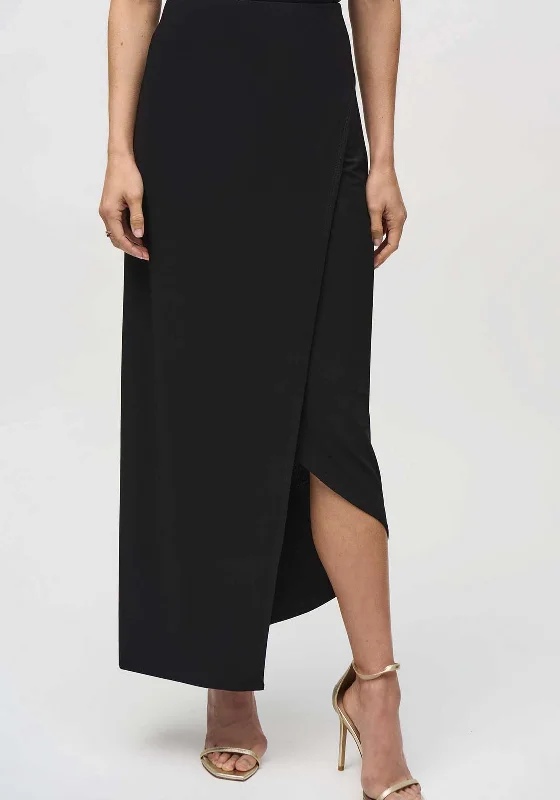 Joseph Ribkoff Jersey Wrap Maxi Skirt, Black patchwork skirt art