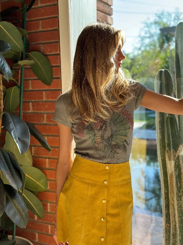 Marcia Suede Petal Skirt | Mustard corduroy skirt cozy