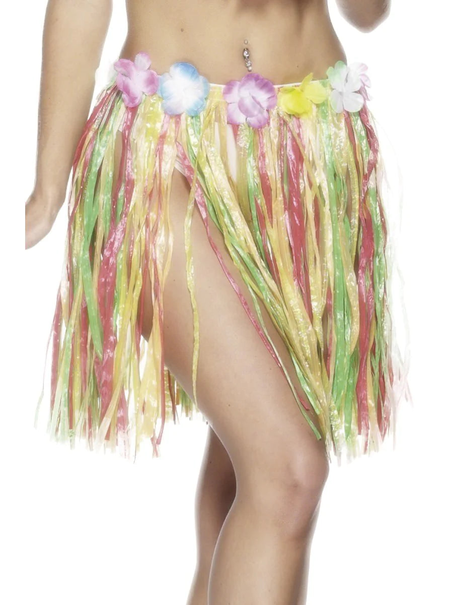 Multi Adult Grass Skirt With Flowers- 46cm wool skirt breathable