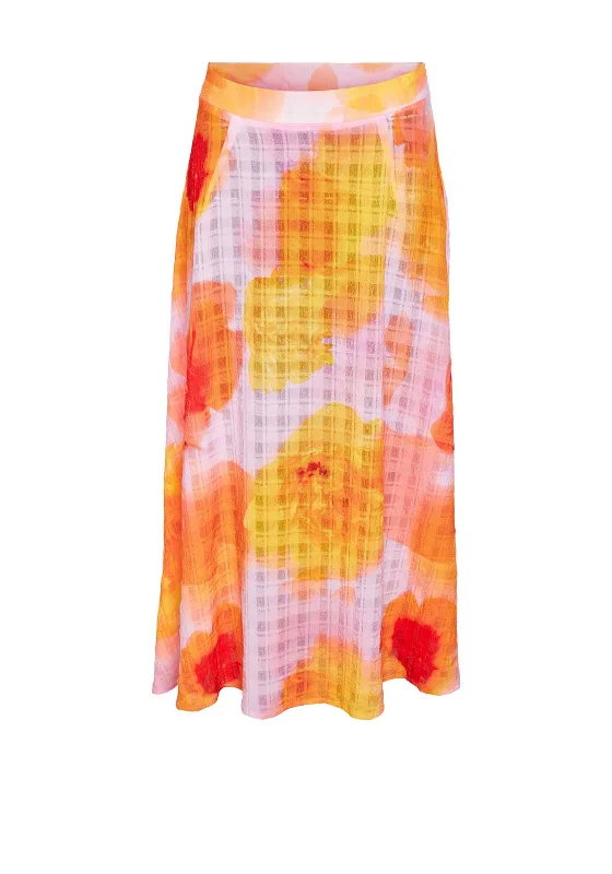 Noisy May Ava Maxi Skirt, Tangerine chiffon skirt airy
