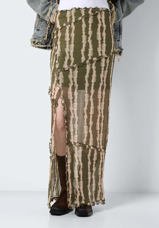 Noisy May Emmy Mesh Side Split Skirt, Green Moss lightweight skirt design
