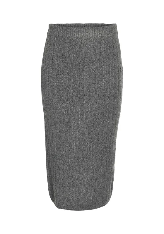 Noisy May Hannah Knit Midi Skirt, Dark Grey corduroy skirt cozy