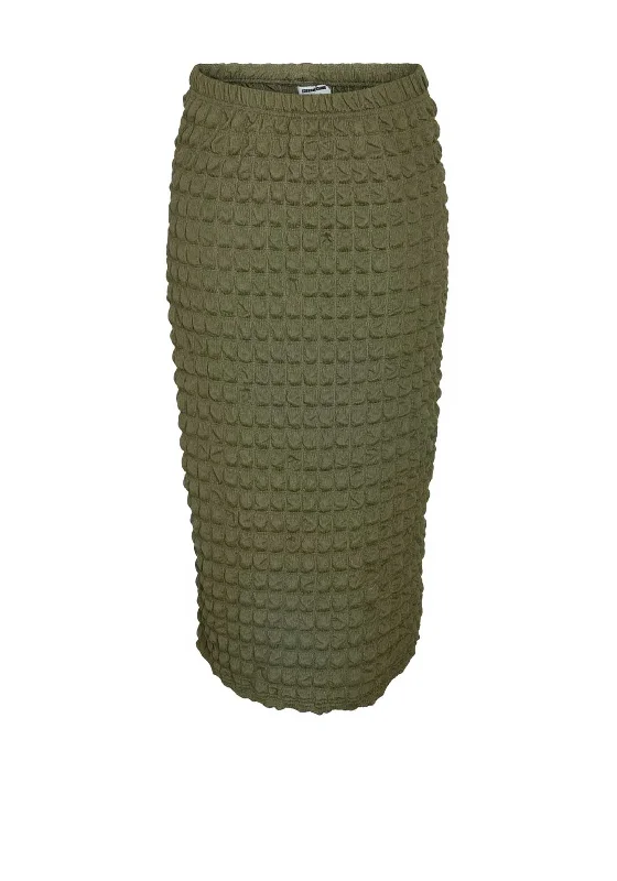 Noisy May Zahara Textured Midi Skirt, Kalamata elastic waist skirt