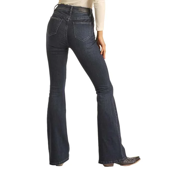 Rock & Roll Cowgirl Women's High Rise Flare Leg Jeans Comfortable Boyfriend Jeans