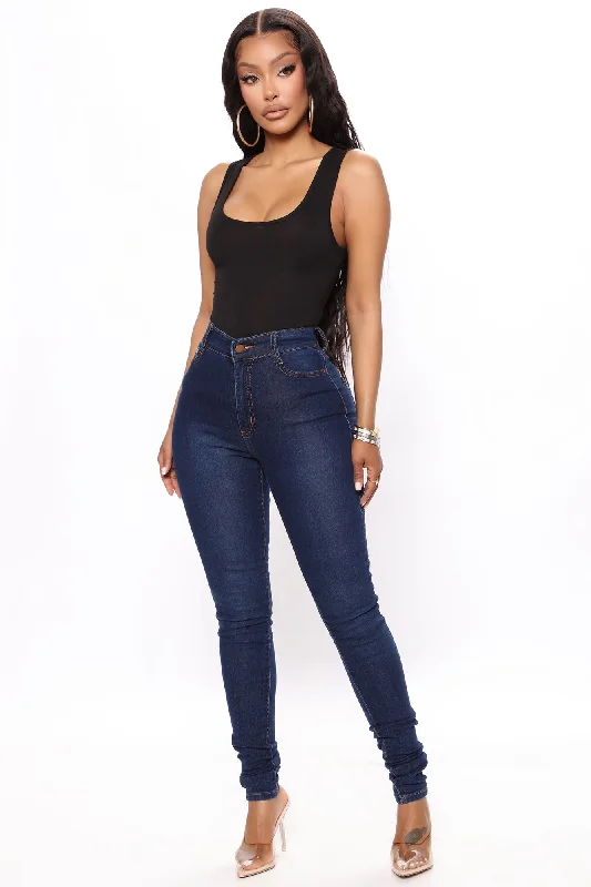 Tall Supernatural High Rise Jeans - Dark Wash Fashionable Distressed Jeans