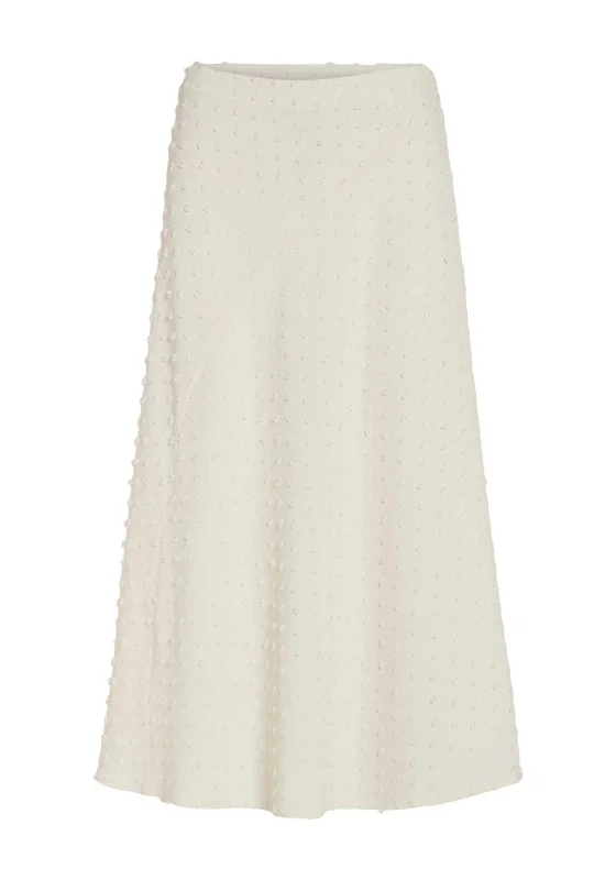 Vila Brietta Textured Midi Skirt, Birch corduroy skirt textured