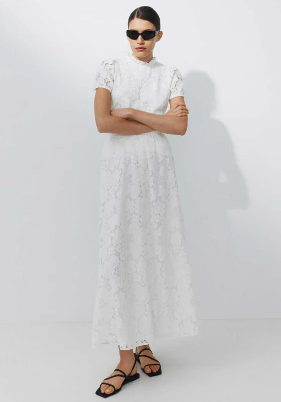 Vila Hada Crochet Maxi Skirt, Cloud Dancer denim skirt trendy