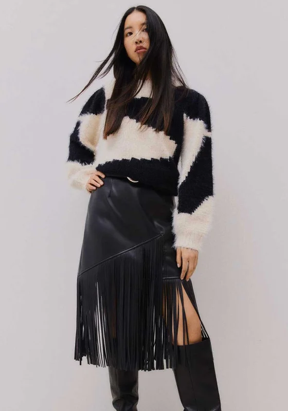 Vila Pen Coated Frill Skirt, Black Beauty chiffon skirt delicate